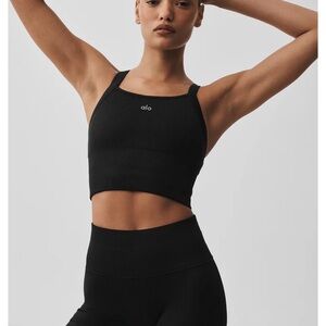 Alo Seamless Ribbed Favorite Bra Tank Black Size Medium